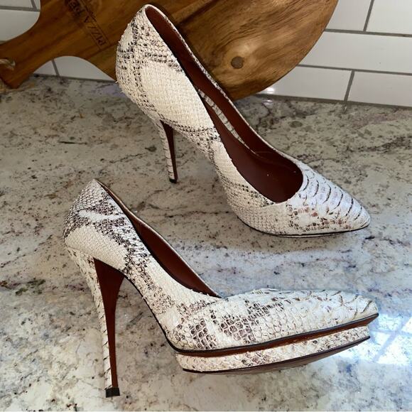 Elizabeth & James Falin $395 Snake Print Stiletto Platform Heel Womens 10 B EUC - Picture 2 of 14
